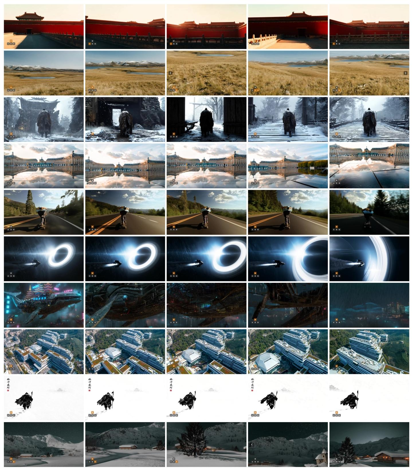 图7：LingBot-World-Base 质化结果（关键帧序列）